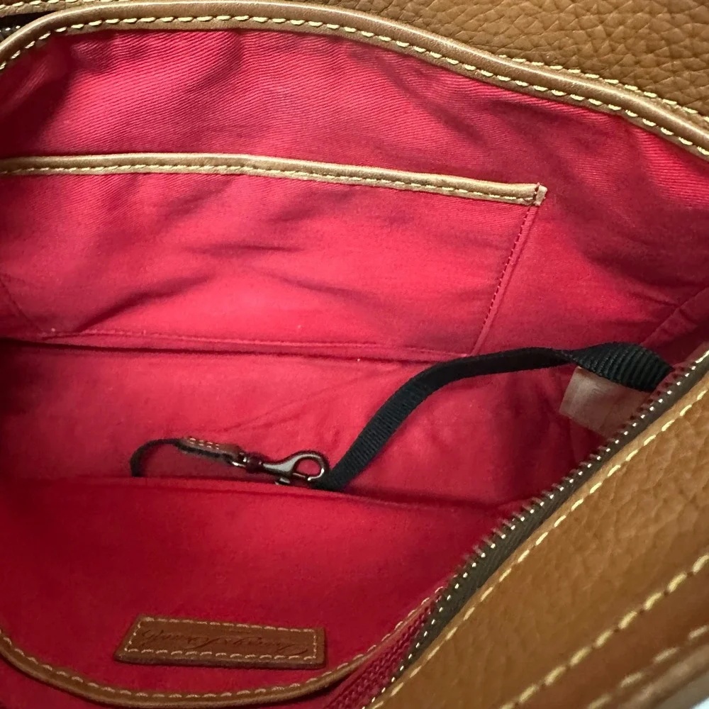 Dooney & Bourke Pebbled Leather Satchel Bag Ginger Tan Tassel Gold Hardware